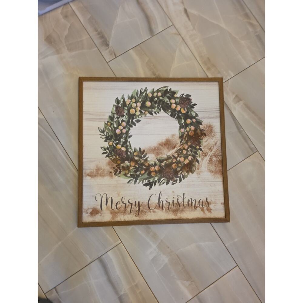 Hobby Lobby Merry Christmas Wall Art 23 x 23 Rustic‎ Farmhouse Wreath Sign